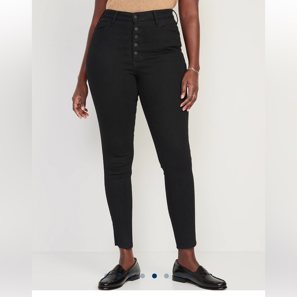 Old Navy Extra High-Waisted Rockstar 360° Stretch Super-Skinny Jeans, button fly